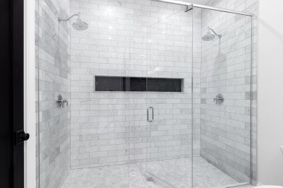 Walk-in Shower with Natural Stone Accents